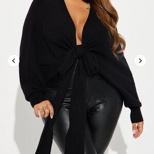 Fashion Nova Love Craze Cropped Sweater - Black Size 3x